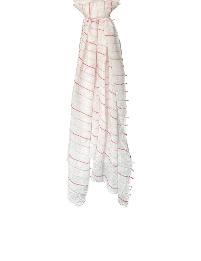 Denis Colomb Summer Striped Feutre Shawl WHITE+PINK SAPPHIRE+SHOCKING PINK+RED SAPPHIRE