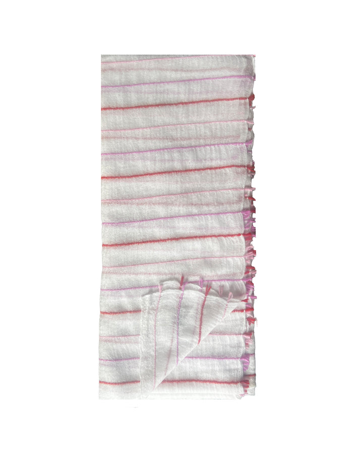 denis colomb Summer Striped Feutre Shawl WHITE+PINK SAPPHIRE+SHOCKING PINK+RED SAPPHIRE