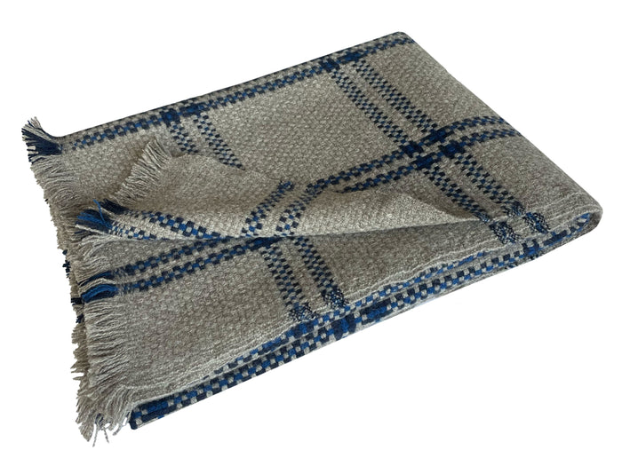 denis colomb Sutai Blanket 2 ply/available for special order Natural Grey + Dark Navy + Altai Blue
