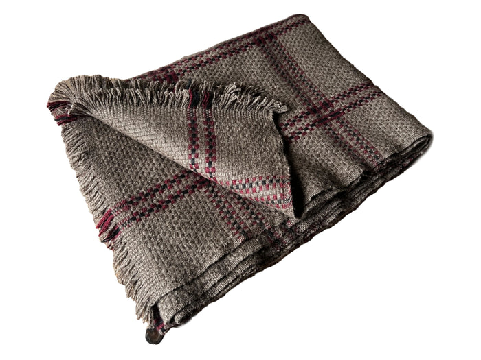 denis colomb Sutai Throw/available for special order Cappucino +Natural Brown + Tibetan Red Monk
