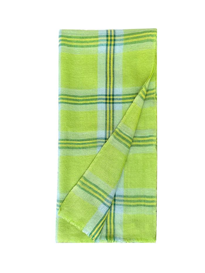 denis colomb Tartan Plaid Shawl Lime+PB+Evergreen+ D Yellow