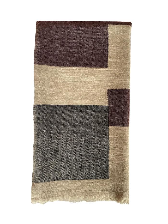 denis colomb Thimpu Patchwork Shawl Black + Purple + White + Neutral