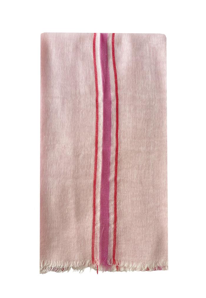 denis colomb Toosh Linen Stripes Stole Nude + Rose Violet + Crimson Red