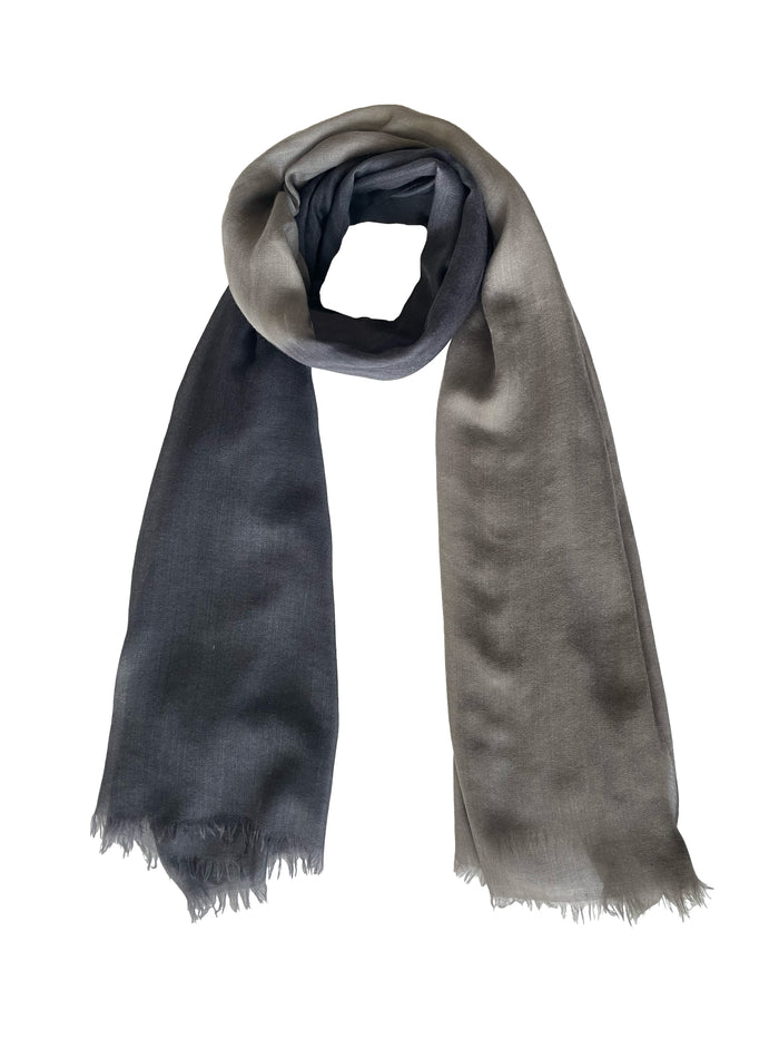 Denis Colomb Toosh Lisse Two Tone Shawl Rhino Grey + Moonless Night