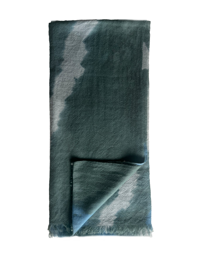 Denis Colomb Toosh Tie Dye Shawl PALE JADE + BLUE JADE + DARK JADE