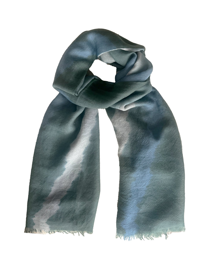Denis Colomb Toosh Tie Dye Shawl PALE JADE + BLUE JADE + DARK JADE