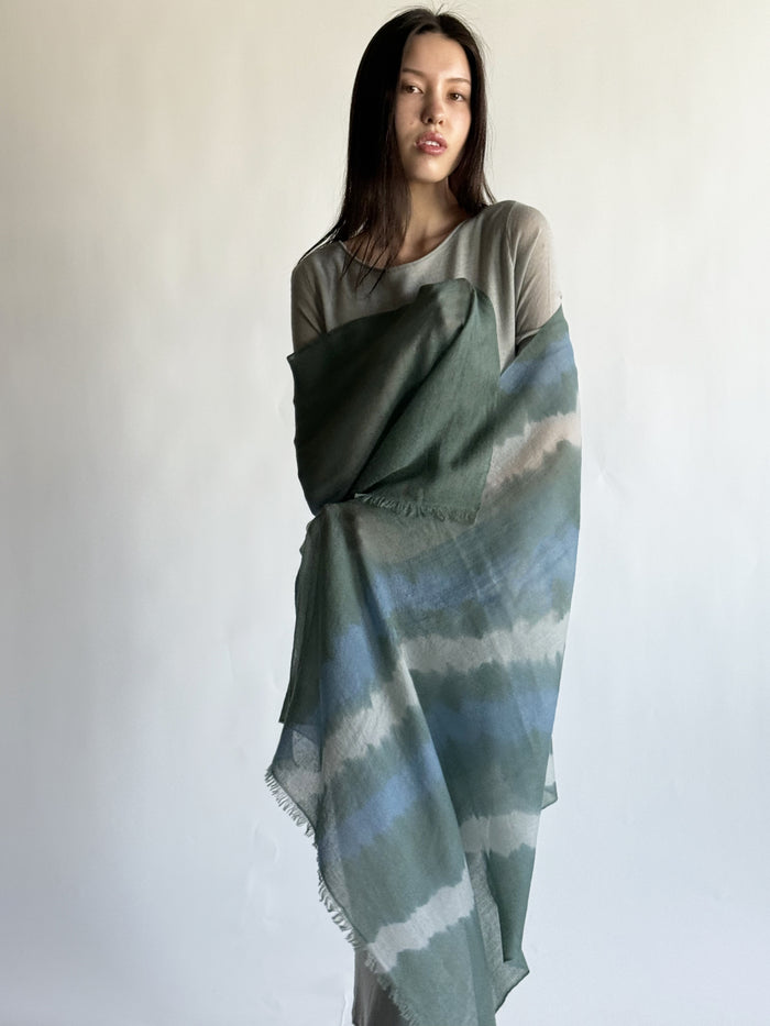 denis colomb Toosh Tie Dye Shawl PALE JADE + BLUE JADE + DARK JADE