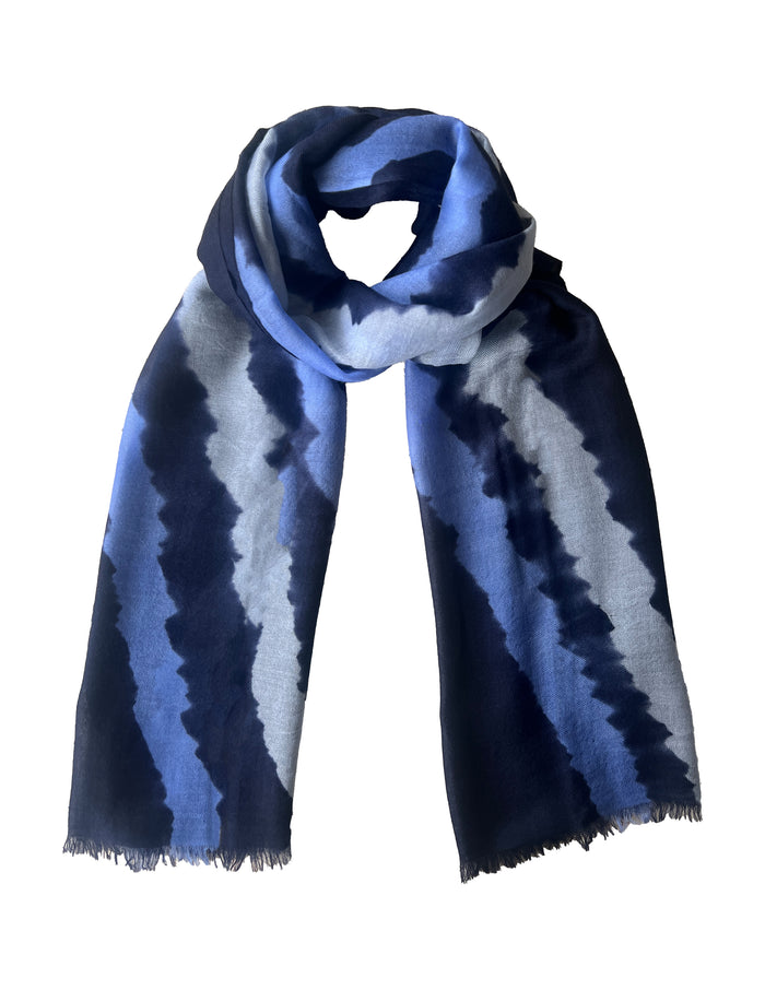 Denis Colomb Toosh Tie Dye Shawl PEARL BLUE + ULTRAMARINE + MID BLUE