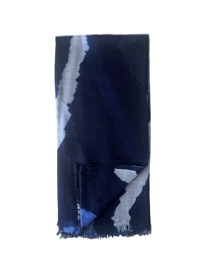 Denis Colomb Toosh Tie Dye Shawl PEARL BLUE + ULTRAMARINE + MID BLUE