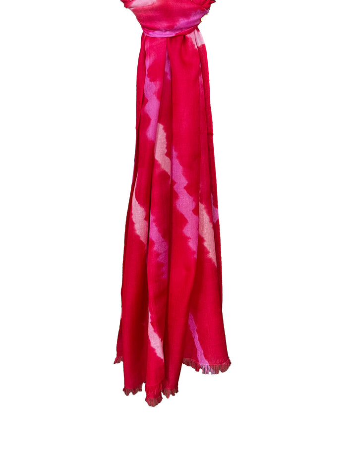 Denis Colomb Toosh Tie Dye Shawl PINK SAPPHIRE + SHOCKING PINK + RED SAPPHIRE