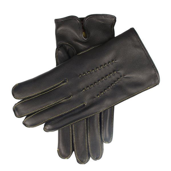 Dents Clyne | Men's Cashmere Lined Leather Gloves With Contrasting Detail