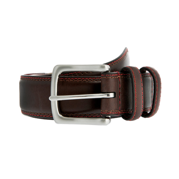 dents Leather Belt with Contrast Colour Stitching