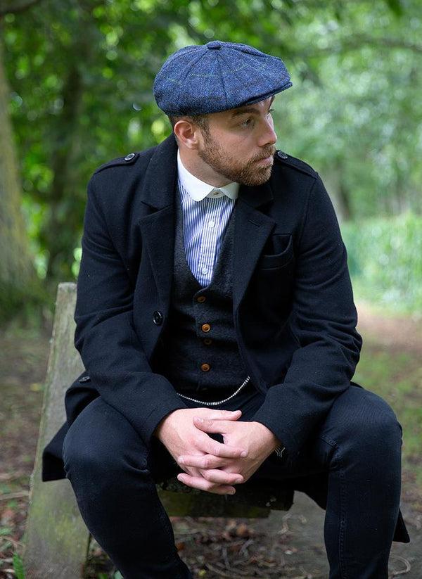 Dents Men's Abraham Moon Check Tweed Newsboy Cap