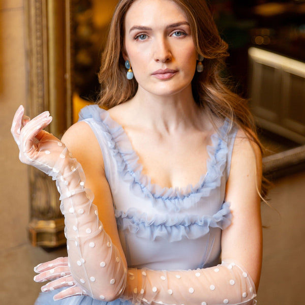 Dents Women’s Long Opera Spotty Tulle Gloves