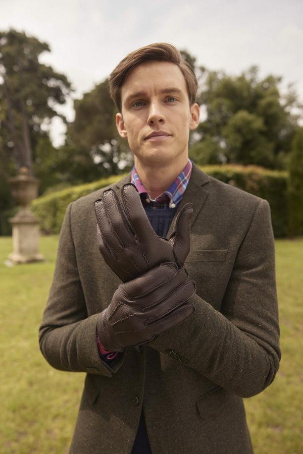 Dents Eton | Men's Cashmere Lined Deerskin Leather Gloves