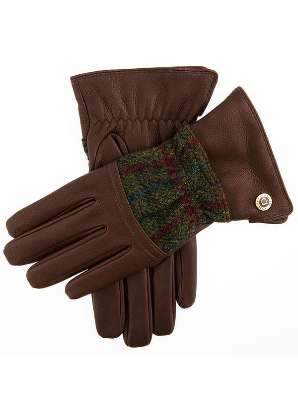 Dents Galloway | Men's Cashmere Lined Harris Tweed & Deerskin Leather Gloves
