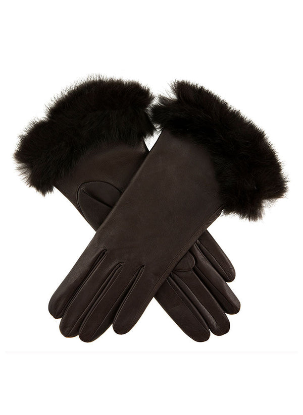 dents Glamis | Women's Silk Lined Leather Gloves with Fur Cuffs