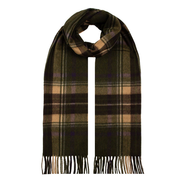 dents Heritage Extra-Large Check Cashmere Scarf with Tassels and Gift Box