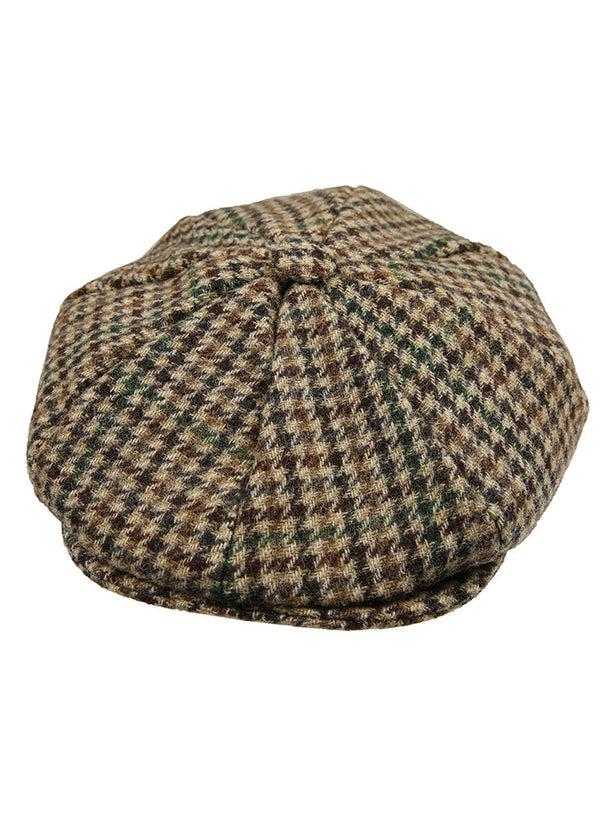 Dents Men's Abraham Moon Tweed Dogtooth Check Newsboy Cap