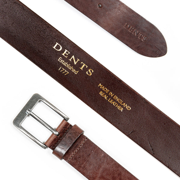Dents Men’s Heritage Full-Grain Leather Belt With Antique Pewter Buckle