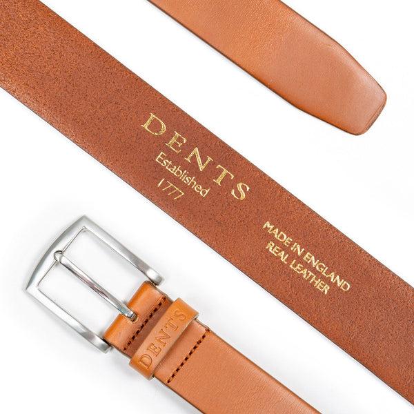 Dents Men’s Heritage Full-Grain Leather Belt With Satin Nickel Buckle