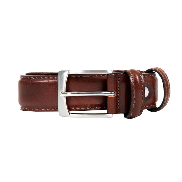 Dents Men’s Heritage Lined Full-Grain Leather Belt With Satin Nickel Buckle