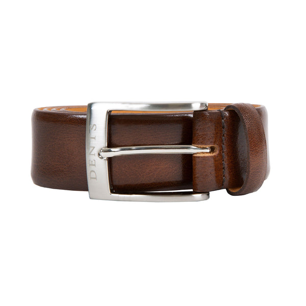 dents Men’s Heritage Lined Full-Grain Leather Belt with Satin Nickel Buckle