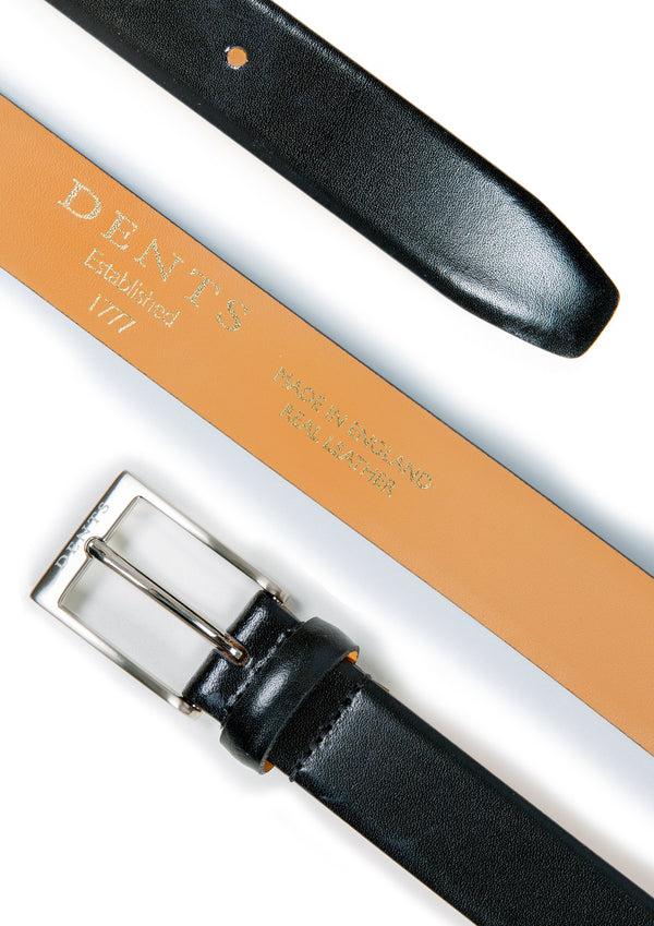 Dents Men’s Heritage Lined Full-Grain Leather Belt With Satin Nickel Buckle