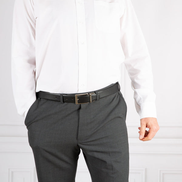 Dents Men’s Heritage Reversible Full-Grain Leather Belt With Satin Nickel Bu