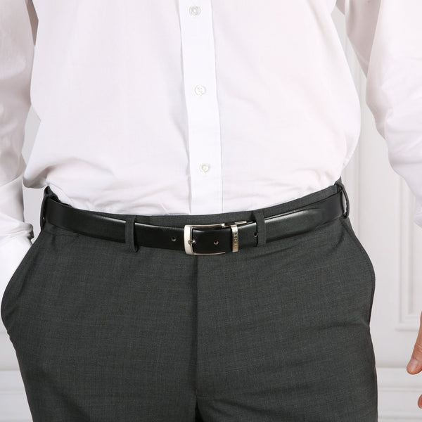 Dents Men’s Heritage Reversible Full-Grain Leather Belt With Satin Nickel Bu