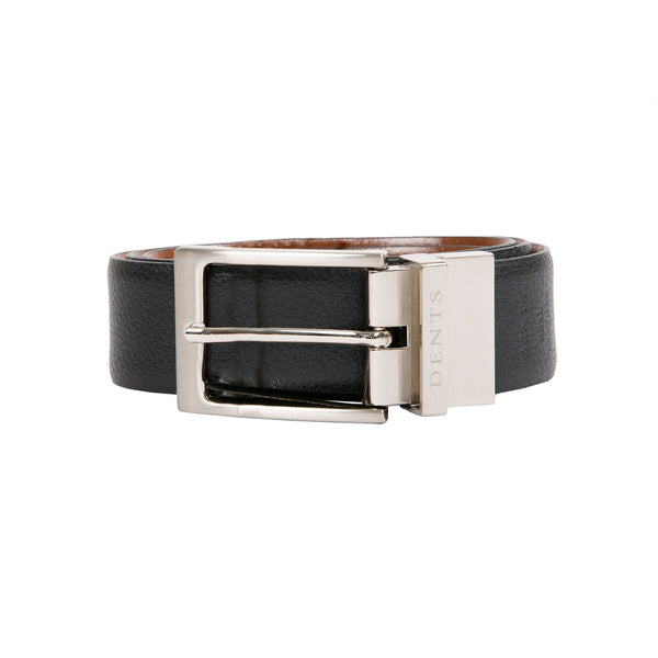 dents Men’s Heritage Reversible Full-Grain Leather Belt with Satin Nickel Bu
