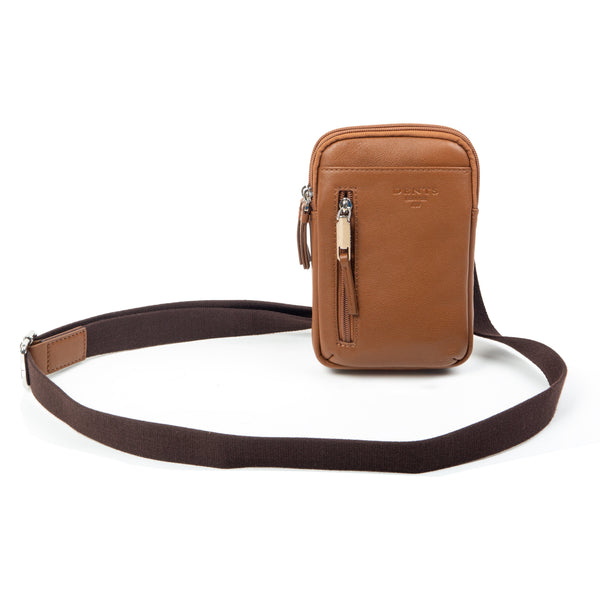 Dents Men's Pebble Grain Leather Crossbody Phone Bag