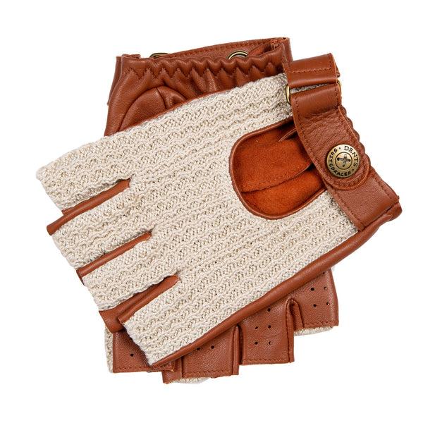 dents Men's The Suited Racer Fingerless Crochet-Back Leather Driving Gloves