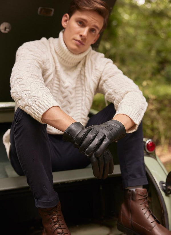 Dents Men's Three-Point Cashmere-Lined Leather Gloves