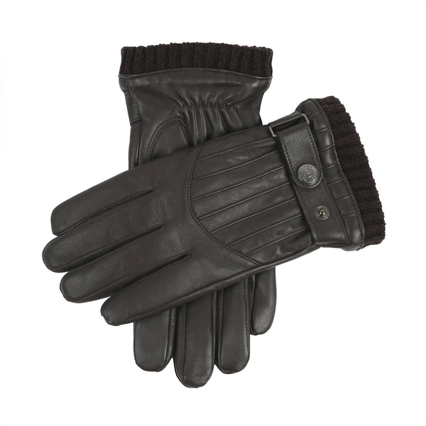 dents Men’s Touchscreen Wool Blend-Lined Leather Gloves with Vertical Stitch