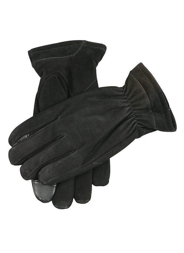 Dents Men's Touchscreen Wool-Lined Nubuck Leather Gloves With Elasticated Cu