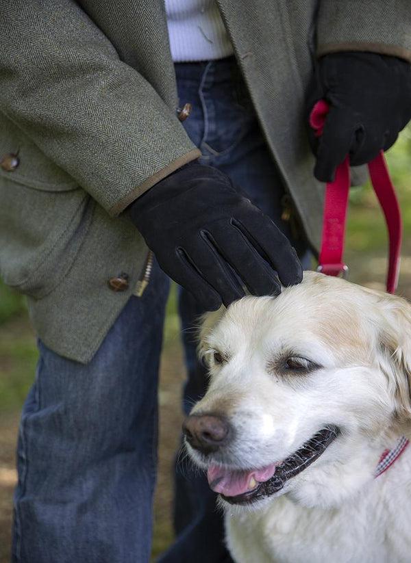 Dents Men's Touchscreen Wool-Lined Nubuck Leather Gloves With Elasticated Cu