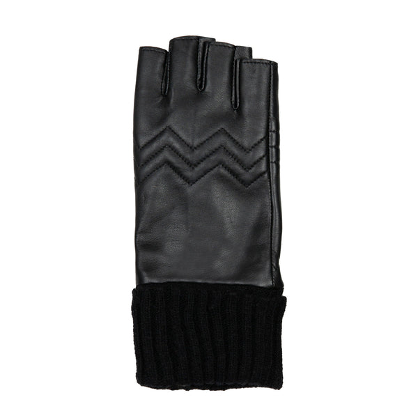 Dents Women’s Fingerless Fleece-Lined Leather Gloves With Quilted Chevron De