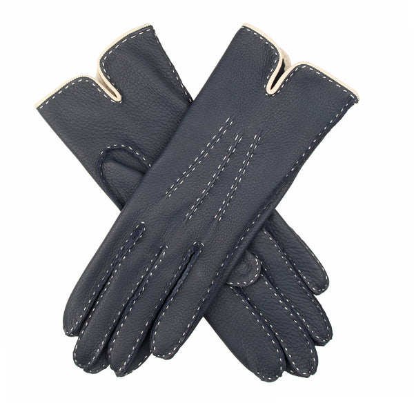 dents Women's Heritage Three-Point Deerskin Leather Gloves with Colour Contr