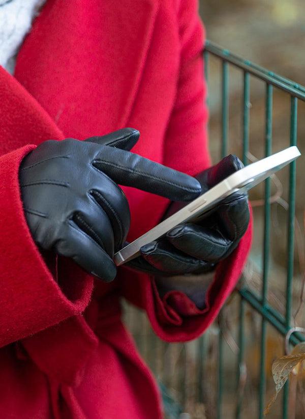 Dents Women's Heritage Touchscreen Three-Point Cashmere-Lined Leather Gloves