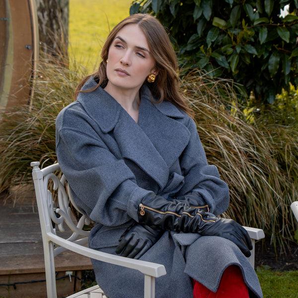 Dents Women’s Long Above-Elbow Lined Leather Gloves With Zip