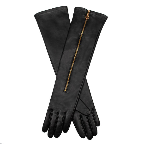 dents Women’s Long Above-Elbow Lined Leather Gloves with Zip
