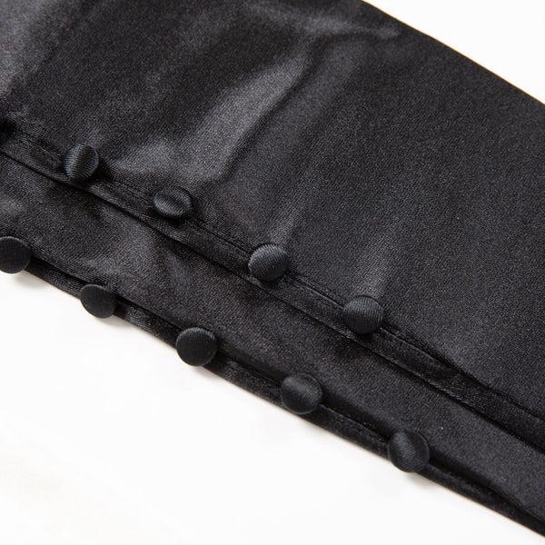 Dents Women's Long Below-Elbow Satin Gloves With Buttons