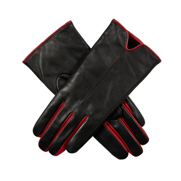 dents Women’s Single-Point Lined Leather Gloves with Colour Contrast Details