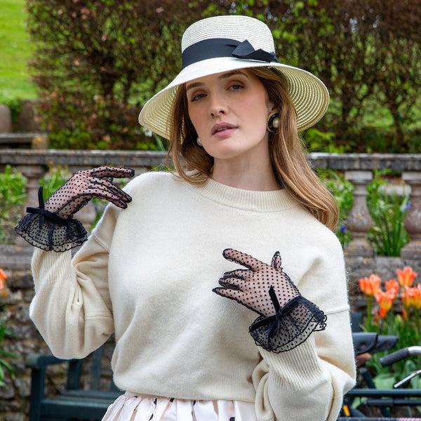 Dents Women’s Spotty Tulle Gloves With Double Cuff And Bow