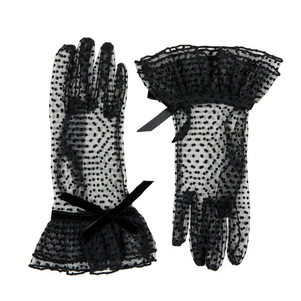 Dents Women’s Spotty Tulle Gloves With Double Cuff And Bow