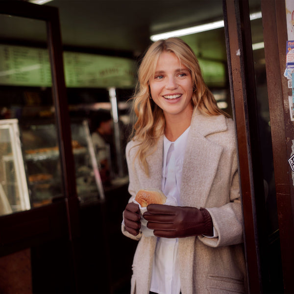 Dents Women’s Three-Point Cashmere-Lined Deerskin Leather Gloves With Cashme