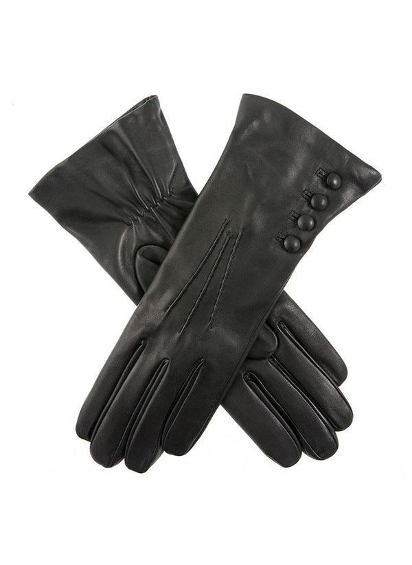 dents Women's Three-Point Cashmere-Lined Leather Gloves with Buttons