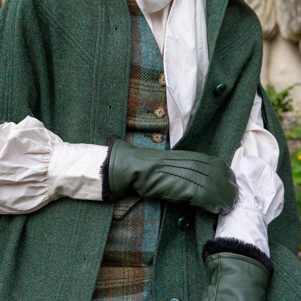 Dents Women’s Three-Point Faux Fur-Lined Leather Mittens