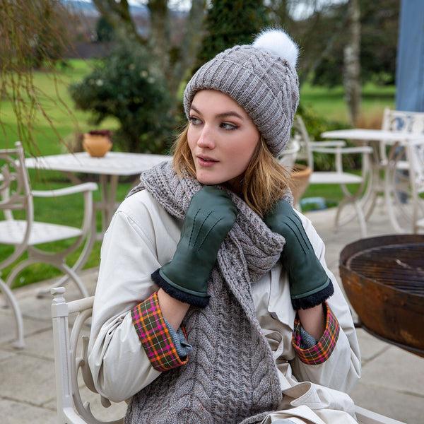 Dents Women’s Three-Point Faux Fur-Lined Leather Mittens